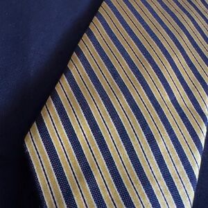 Tommy Hilfiger Gold and Navy Striped Tie